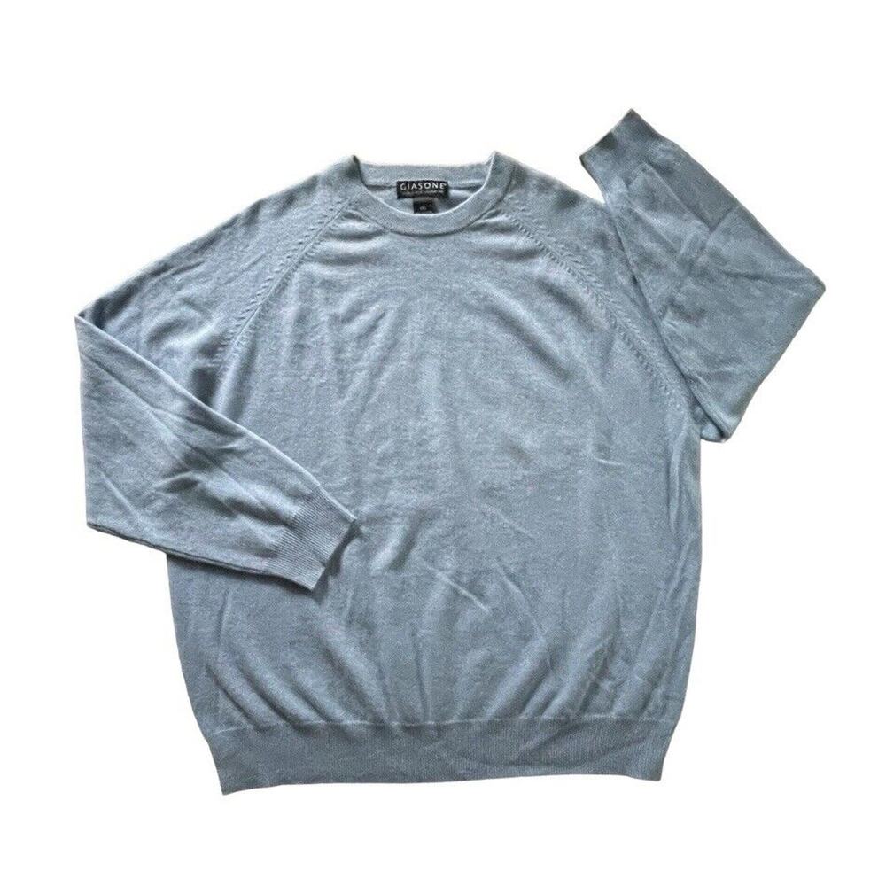 NWOT Giasone 100% Pure 2-Ply Cashmere Vintage Knit Sweater Blue XXL Men